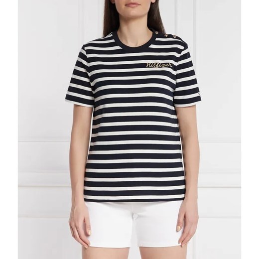 Tommy Hilfiger T-shirt GOLD BUTTON C-NK SS | Regular Fit ze sklepu Gomez Fashion Store w kategorii Bluzki damskie - zdjęcie 184330749