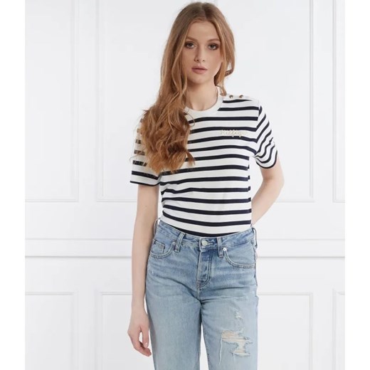 Tommy Hilfiger T-shirt GOLD BUTTON C-NK SS | Regular Fit ze sklepu Gomez Fashion Store w kategorii Bluzki damskie - zdjęcie 184330899