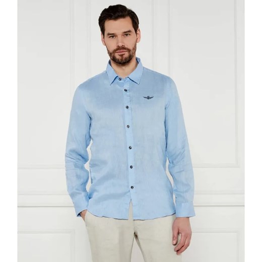 Aeronautica Militare Lniana koszula | Regular Fit ze sklepu Gomez Fashion Store w kategorii Koszule męskie - zdjęcie 184331708