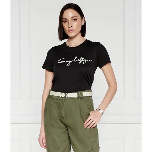 Tommy Hilfiger T-shirt REG C-NK SIGNATURE | Regular Fit ze sklepu Gomez Fashion Store w kategorii Bluzki damskie - zdjęcie 184331878