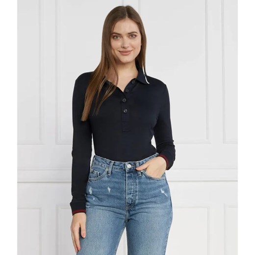Tommy Hilfiger Polo SPLIT GLOBAL STR LS | Slim Fit ze sklepu Gomez Fashion Store w kategorii Bluzki damskie - zdjęcie 184331936