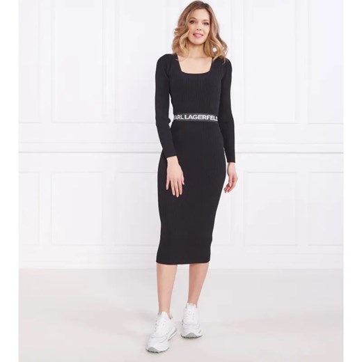 Karl Lagerfeld Sukienka logo-print ribbed ze sklepu Gomez Fashion Store w kategorii Sukienki - zdjęcie 184331979
