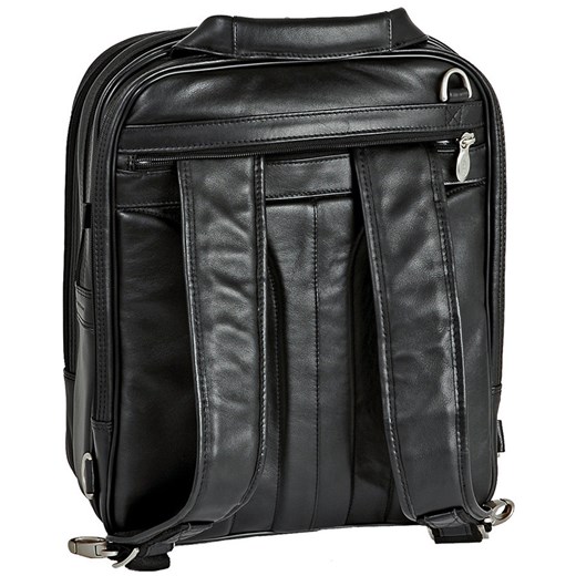 MCKLEIN Lincoln Park czarny ekskluzywny skórzany plecak z odpinanymi ramionami 15,4" skorzana-com szary paski