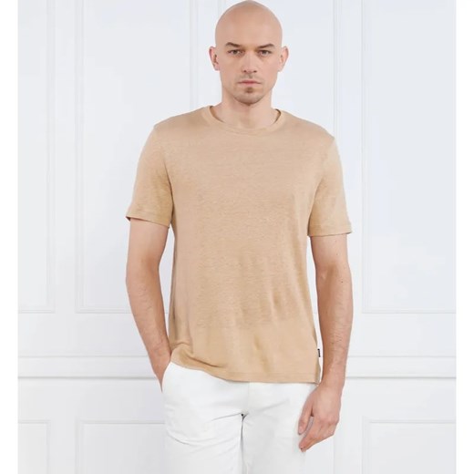 BOSS BLACK Lniany t-shirt Tiburt | Regular Fit ze sklepu Gomez Fashion Store w kategorii T-shirty męskie - zdjęcie 184334757