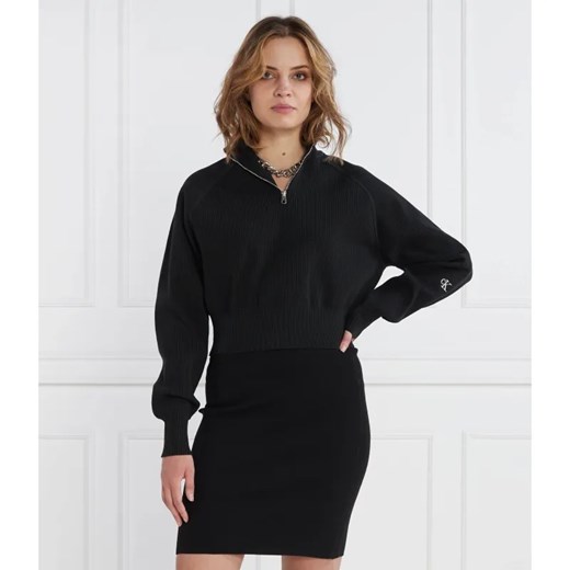 Calvin Klein Jeans Sweter HALF ZIP | Regular Fit ze sklepu Gomez Fashion Store w kategorii Swetry damskie - zdjęcie 184334887