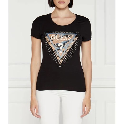 GUESS T-shirt SS CN LEO | Regular Fit ze sklepu Gomez Fashion Store w kategorii Bluzki damskie - zdjęcie 184334935