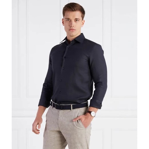 BOSS BLACK Lniana koszula H-HANK-kent-C1-214 | Slim Fit ze sklepu Gomez Fashion Store w kategorii Koszule męskie - zdjęcie 184336506