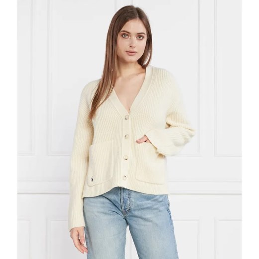 POLO RALPH LAUREN Wełniany kardigan VN PP CARDI LONG SLEEVE | Relaxed fit | z dodatkiem kaszmiru ze sklepu Gomez Fashion Store w kategorii Swetry damskie - zdjęcie 184338276