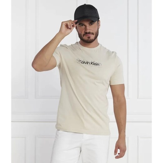 Calvin Klein T-shirt DOUBLE FLOCK LOGO | Regular Fit ze sklepu Gomez Fashion Store w kategorii T-shirty męskie - zdjęcie 184338827