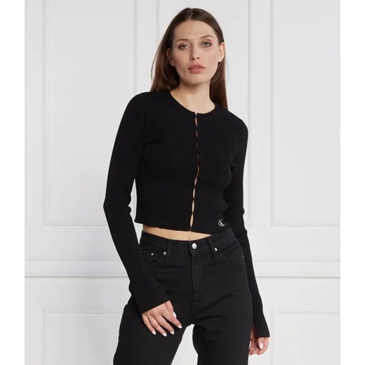 Calvin Klein Jeans Kardigan | Slim Fit ze sklepu Gomez Fashion Store w kategorii Swetry damskie - zdjęcie 184338999