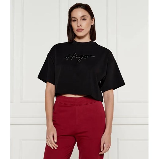 HUGO T-shirt | Cropped Fit ze sklepu Gomez Fashion Store w kategorii Bluzki damskie - zdjęcie 184340925