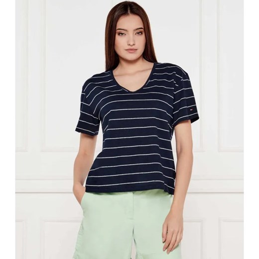 Tommy Hilfiger T-shirt | Loose fit | z dodatkiem lnu ze sklepu Gomez Fashion Store w kategorii Bluzki damskie - zdjęcie 184342126