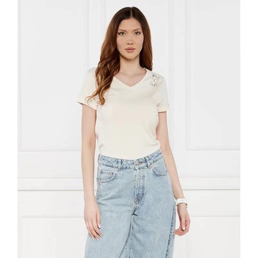 EA7 T-shirt | Slim Fit | stretch ze sklepu Gomez Fashion Store w kategorii Bluzki damskie - zdjęcie 184342226