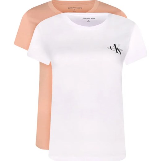 Calvin Klein Jeans T-shirt 2-pack | Slim Fit ze sklepu Gomez Fashion Store w kategorii Bluzki damskie - zdjęcie 184342606
