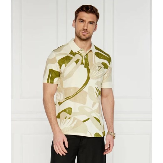 GUESS Polo SLUB AOP | Regular Fit | z dodatkiem lnu Guess M wyprzedaż Gomez Fashion Store