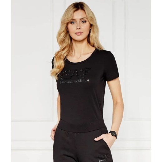 EA7 T-shirt | Regular Fit | stretch ze sklepu Gomez Fashion Store w kategorii Bluzki damskie - zdjęcie 184343938
