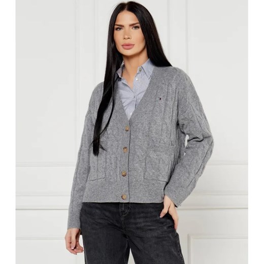 Tommy Hilfiger Wełniany kardigan | Regular Fit ze sklepu Gomez Fashion Store w kategorii Swetry damskie - zdjęcie 184344119