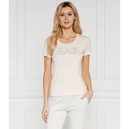 EA7 T-shirt | Regular Fit | stretch ze sklepu Gomez Fashion Store w kategorii Bluzki damskie - zdjęcie 184344157
