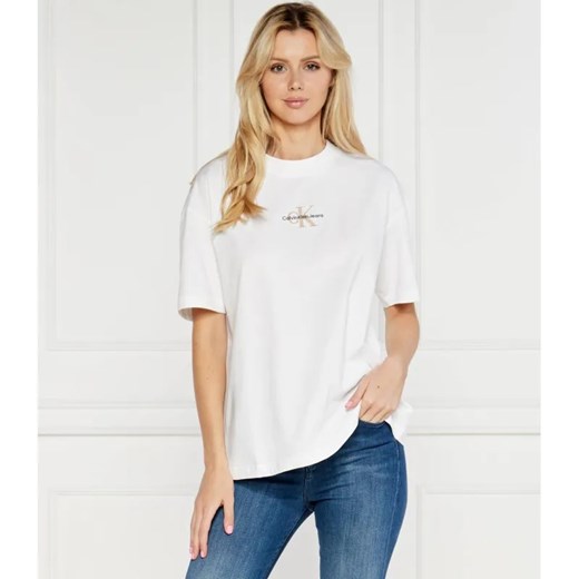 Calvin Klein Jeans T-shirt MONOLOGO | Regular Fit ze sklepu Gomez Fashion Store w kategorii Bluzki damskie - zdjęcie 184344228