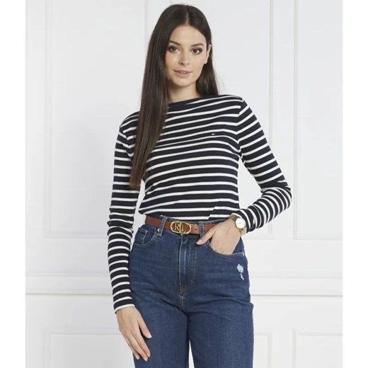Tommy Hilfiger Bluzka CODY RIB SLASH-NK LS | Slim Fit ze sklepu Gomez Fashion Store w kategorii Bluzki damskie - zdjęcie 184345855