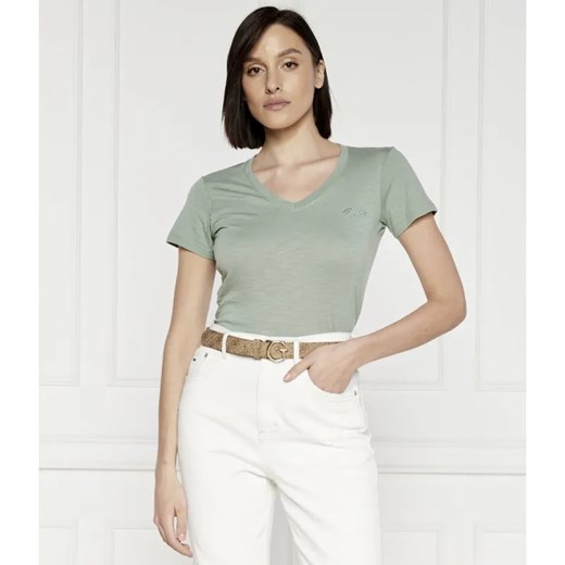 GUESS T-shirt SS VN SLUBBY | Regular Fit ze sklepu Gomez Fashion Store w kategorii Bluzki damskie - zdjęcie 184347379