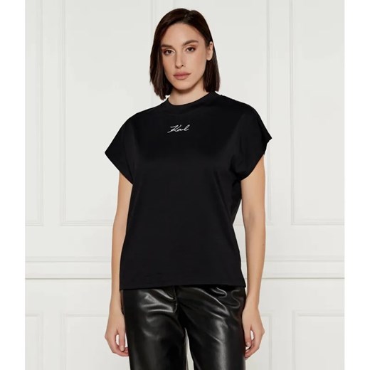Karl Lagerfeld T-shirt SIGNATURE | Regular Fit ze sklepu Gomez Fashion Store w kategorii Bluzki damskie - zdjęcie 184347529