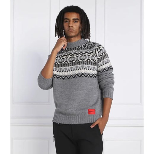 HUGO Wełniany sweter Steenor | Relaxed fit ze sklepu Gomez Fashion Store w kategorii Swetry męskie - zdjęcie 184348365