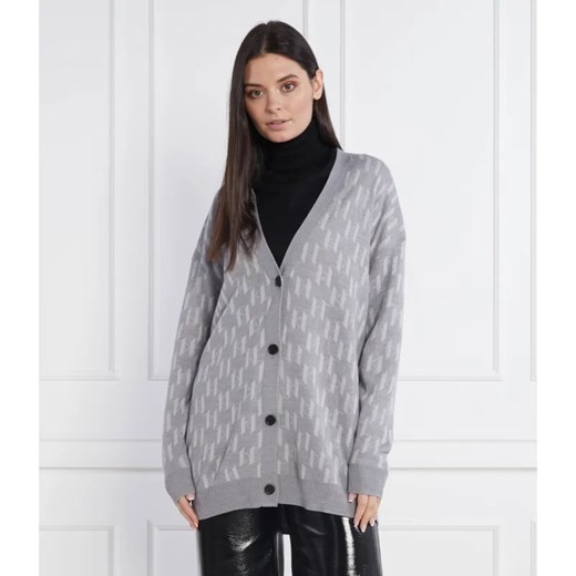 Karl Lagerfeld Kardigan | Longline Fit | z dodatkiem wełny ze sklepu Gomez Fashion Store w kategorii Swetry damskie - zdjęcie 184348665