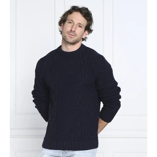 HUGO Wełniany sweter Scablito | Regular Fit ze sklepu Gomez Fashion Store w kategorii Swetry męskie - zdjęcie 184348905