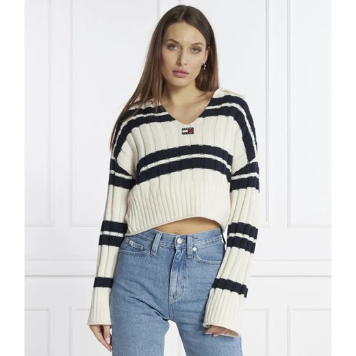 Tommy Jeans Sweter STRIPE EXT | Cropped Fit Tommy Jeans L okazja Gomez Fashion Store