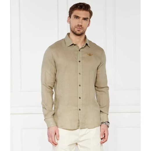 Aeronautica Militare Lniana koszula | Regular Fit ze sklepu Gomez Fashion Store w kategorii Koszule męskie - zdjęcie 184350418