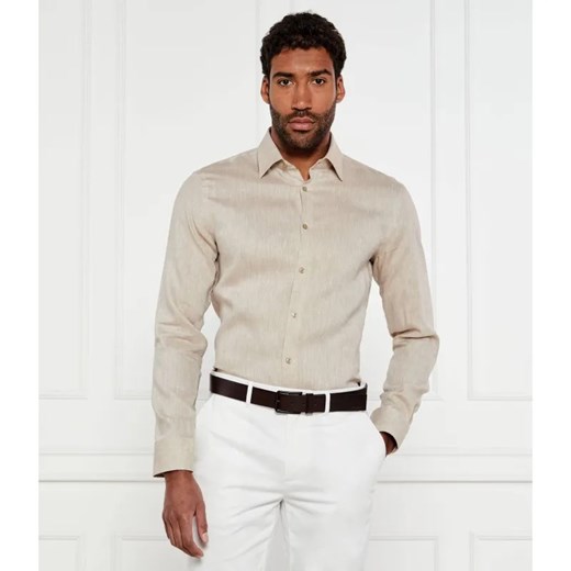 BOSS BLACK Lniana koszula H-HANK-kent-C1-214 | Slim Fit ze sklepu Gomez Fashion Store w kategorii Koszule męskie - zdjęcie 184350646