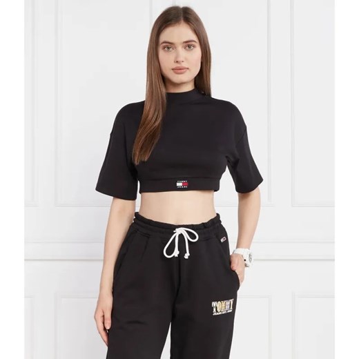 Tommy Jeans T-shirt TJW SP CRP XS BADGE MOCK NECK | Cropped Fit ze sklepu Gomez Fashion Store w kategorii Bluzki damskie - zdjęcie 184350716