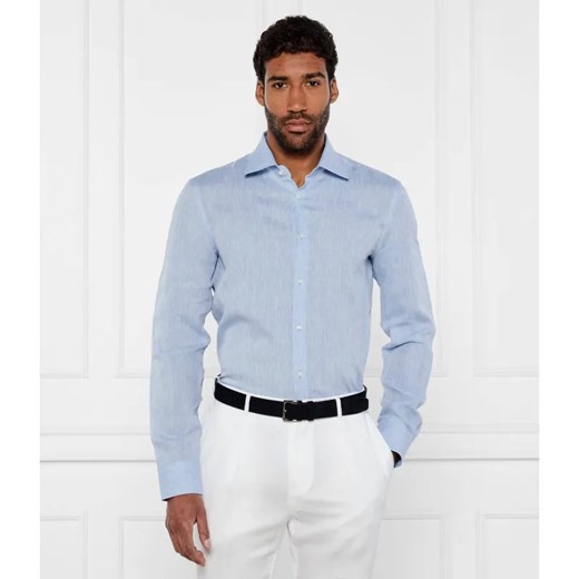 BOSS BLACK Lniana koszula H-HANK-kent-C1-214 | Slim Fit ze sklepu Gomez Fashion Store w kategorii Koszule męskie - zdjęcie 184351085