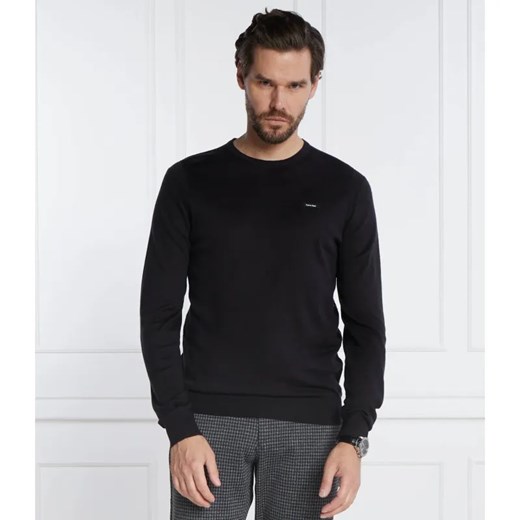Calvin Klein Sweter SILK BLEND CN | Slim Fit | z dodatkiem jedwabiu ze sklepu Gomez Fashion Store w kategorii Swetry męskie - zdjęcie 184352495