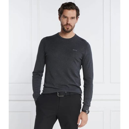 Calvin Klein Sweter SILK BLEND CN | Slim Fit | z dodatkiem jedwabiu ze sklepu Gomez Fashion Store w kategorii Swetry męskie - zdjęcie 184352666
