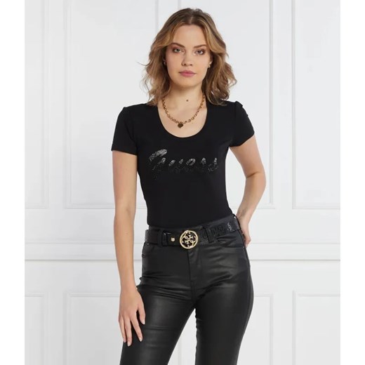 GUESS T-shirt SS RN SHINY | Regular Fit ze sklepu Gomez Fashion Store w kategorii Bluzki damskie - zdjęcie 184352678