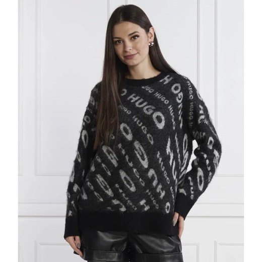 HUGO Sweter Sidimmer | Loose fit | z dodatkiem wełny ze sklepu Gomez Fashion Store w kategorii Swetry damskie - zdjęcie 184353017