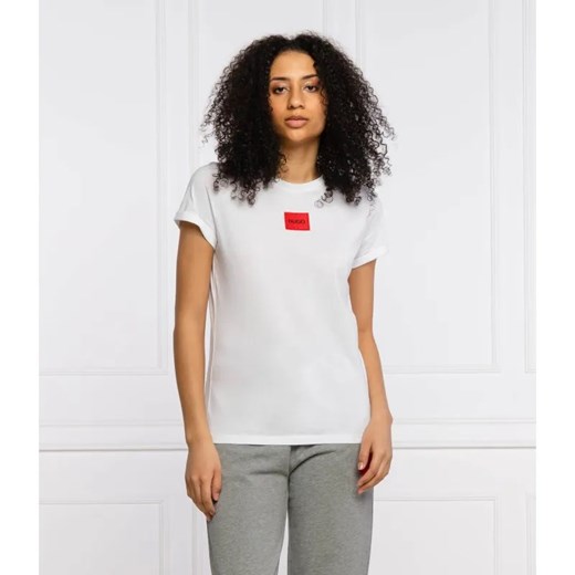 HUGO T-shirt | Slim Fit ze sklepu Gomez Fashion Store w kategorii Bluzki damskie - zdjęcie 184353289