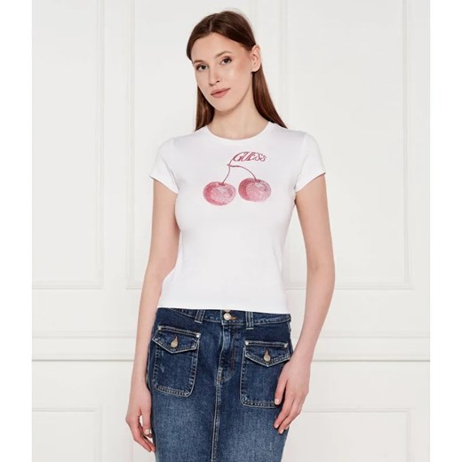 GUESS T-shirt WAVY CHERRY | Slim Fit ze sklepu Gomez Fashion Store w kategorii Bluzki damskie - zdjęcie 184353878
