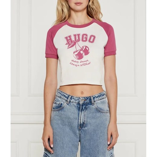 Hugo Blue T-shirt Dana | Cropped Fit ze sklepu Gomez Fashion Store w kategorii Bluzki damskie - zdjęcie 184354485