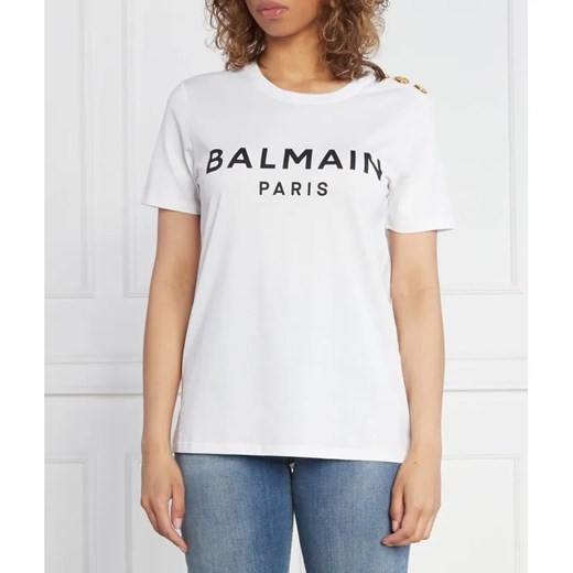Balmain T-shirt PRINTED | Regular Fit ze sklepu Gomez Fashion Store w kategorii Bluzki damskie - zdjęcie 184354738