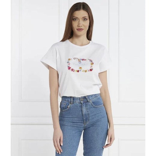 TWINSET T-shirt RICAMO FIORI | Regular Fit ze sklepu Gomez Fashion Store w kategorii Bluzki damskie - zdjęcie 184355218