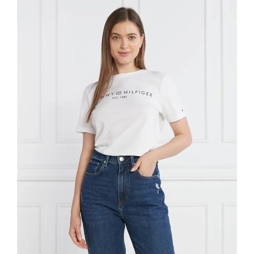 Tommy Hilfiger T-shirt REG CORP LOGO C-NK SS | Regular Fit ze sklepu Gomez Fashion Store w kategorii Bluzki damskie - zdjęcie 184355528