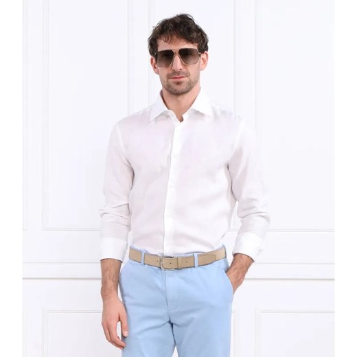 BOSS BLACK Lniana koszula H-HANK-kent-C1-214 | Slim Fit ze sklepu Gomez Fashion Store w kategorii Koszule męskie - zdjęcie 184355885