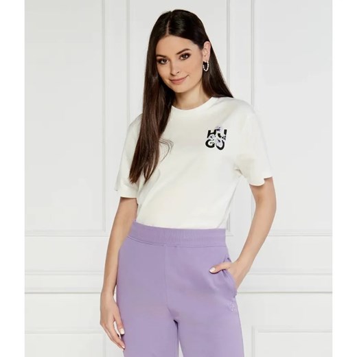 HUGO T-shirt | Relaxed fit ze sklepu Gomez Fashion Store w kategorii Bluzki damskie - zdjęcie 184356819