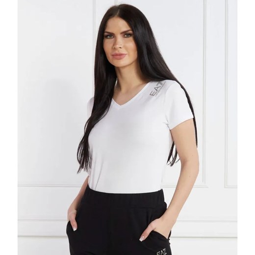 EA7 T-shirt | Slim Fit | stretch ze sklepu Gomez Fashion Store w kategorii Bluzki damskie - zdjęcie 184356838