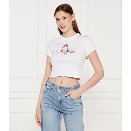 Hugo Blue T-shirt Dalia_B_2 | Cropped Fit ze sklepu Gomez Fashion Store w kategorii Bluzki damskie - zdjęcie 184356938