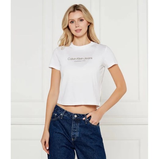 Calvin Klein Jeans T-shirt Institutional | Slim Fit ze sklepu Gomez Fashion Store w kategorii Bluzki damskie - zdjęcie 184357006