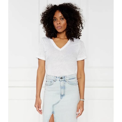 Calvin Klein Lniany t-shirt | Regular Fit ze sklepu Gomez Fashion Store w kategorii Bluzki damskie - zdjęcie 184357089